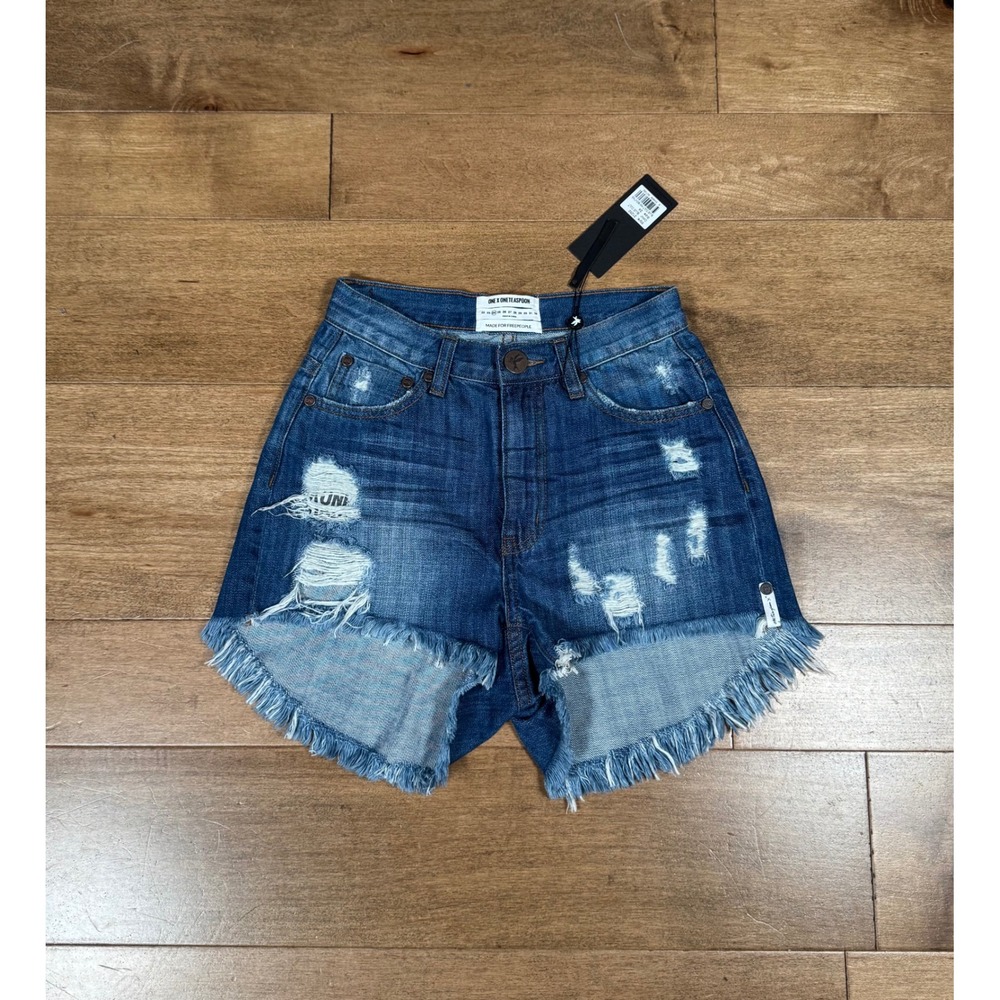 One X Oneteaspoon FP High Waist Bonita Denim Shorts Distressed Womens 24 NWT